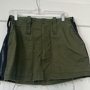 Green utility mini skirt
